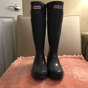 Tall Hunter Rain Boots Gray Original Gloss